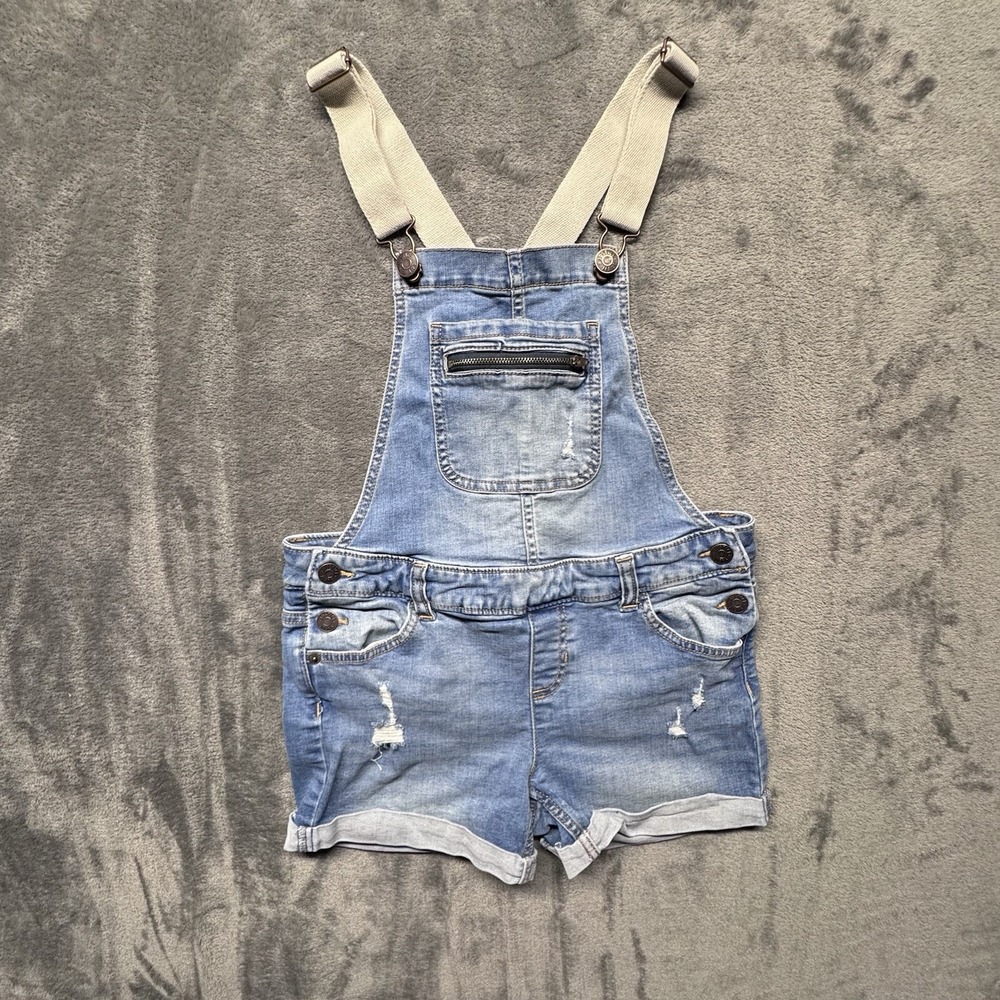 Justice  Girls Overalls Short  Bib Style‎ Size 14 Jeans Blue Cotton